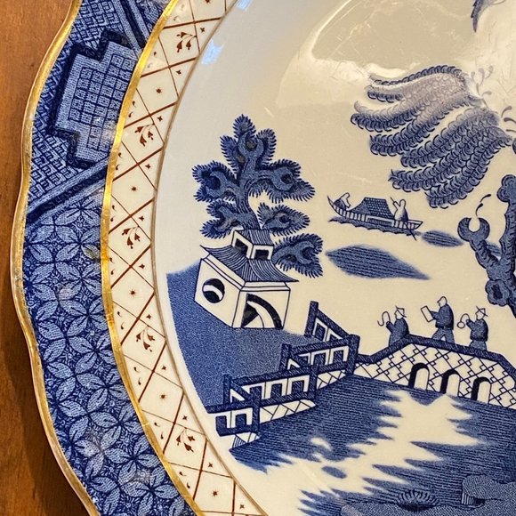 Booths REAL OLD WILLOW Blue & White Transferware Dinner Plate - Picture 3 of 9